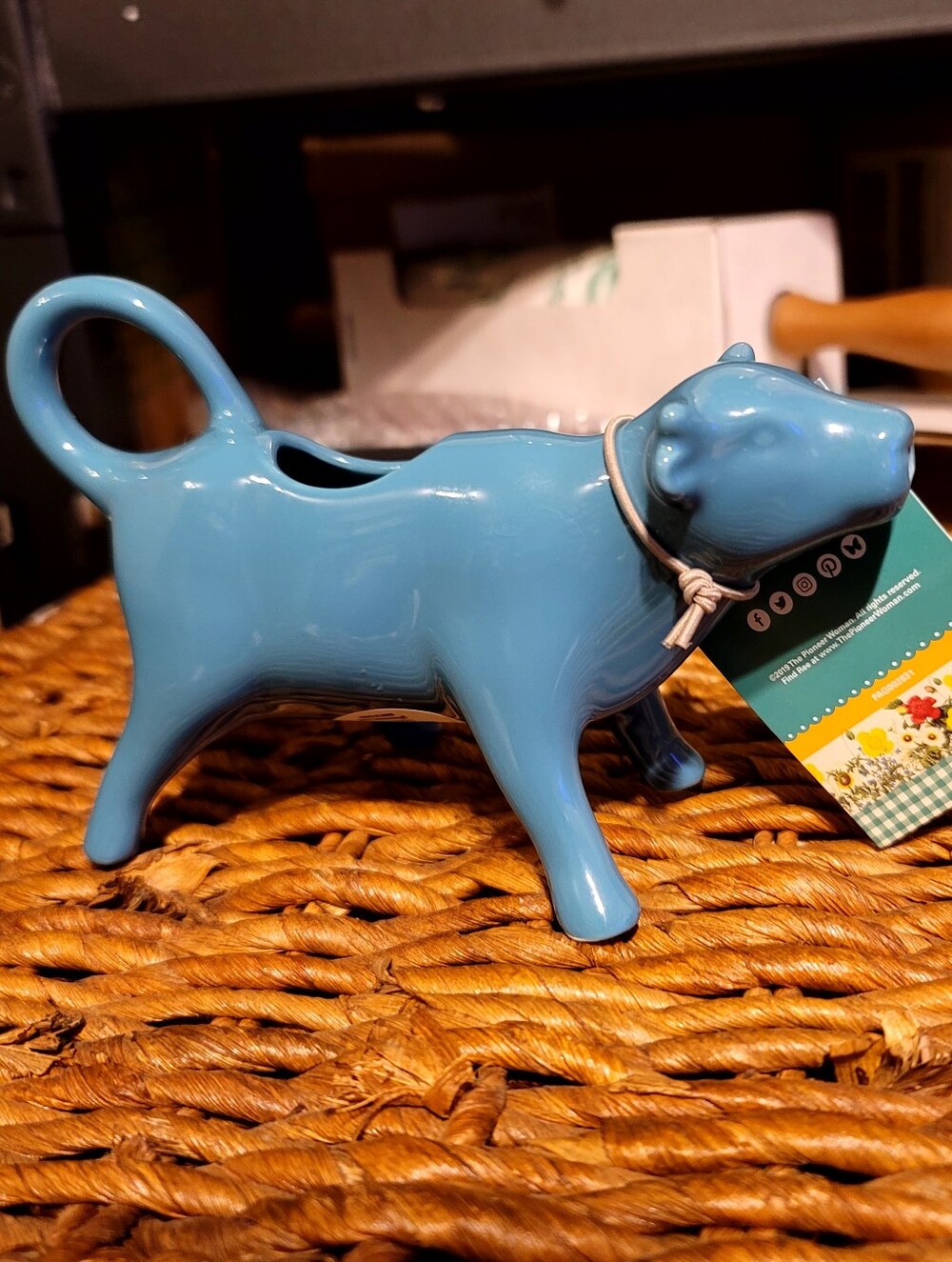 Pioneer Woman Teal Cow Creamer